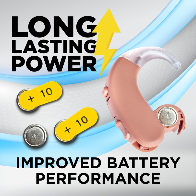 Powermax Size 10 Hearing Aid Batteries, 120 Count Long-Lasting Battery Pack, Yellow Long Tab for Easy Change - Image 3